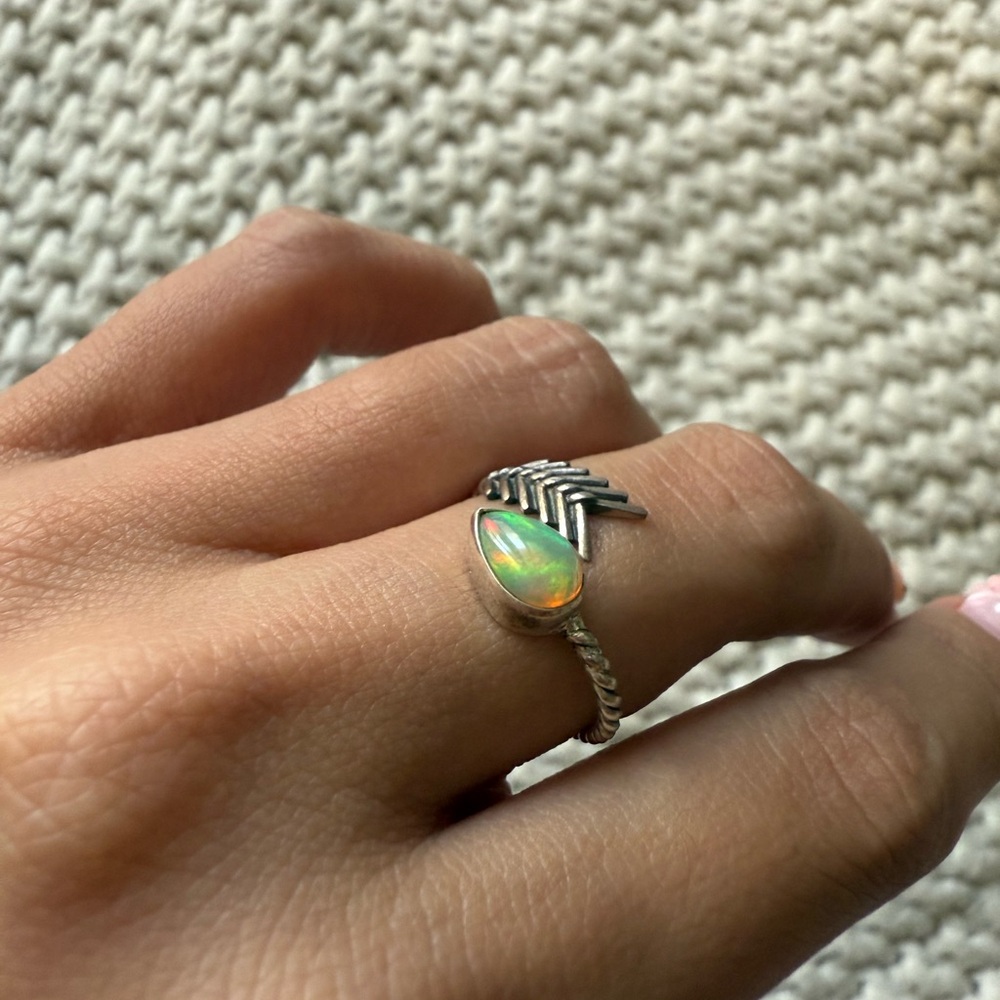Sterling Silver Ethiopian Opal Ring adjustable